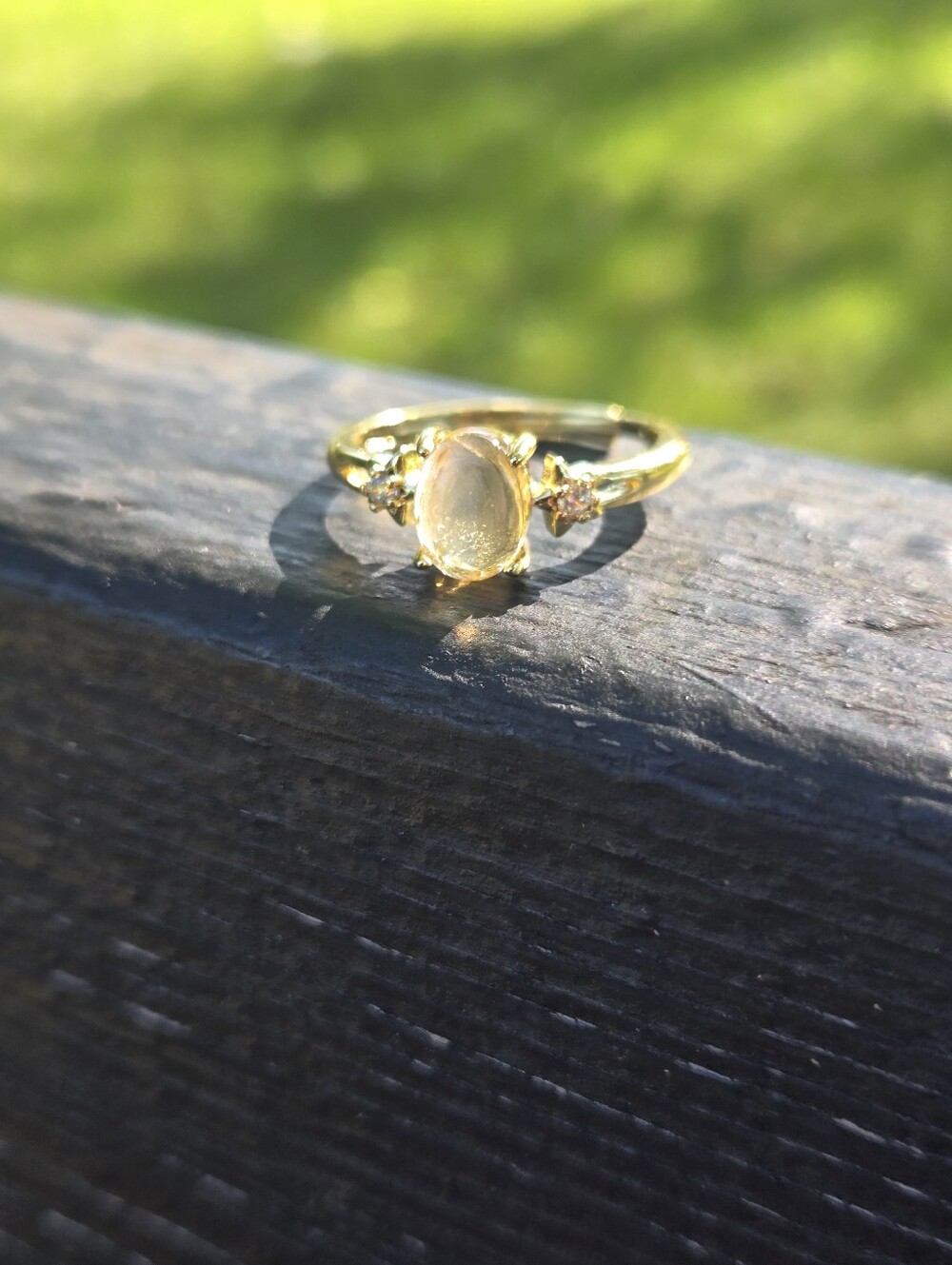 Dainty Gold Rutilated Quartz Star Ring